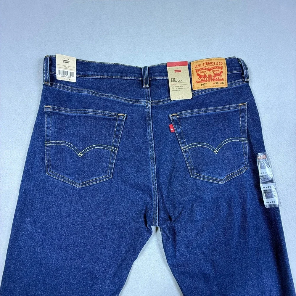Levi's 505 Regular Fit Jeans Mens 36x30 Blue Straight‎ Leg Denim NWT